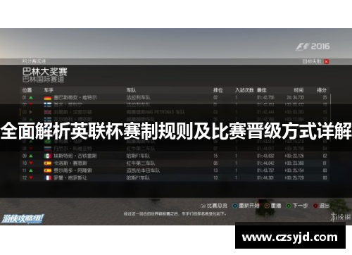 全面解析英联杯赛制规则及比赛晋级方式详解